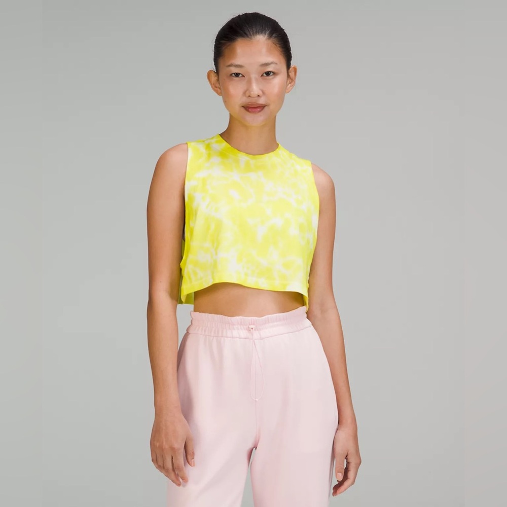 Lululemon Cropped Tank Top Neon Green Athletic Size 10